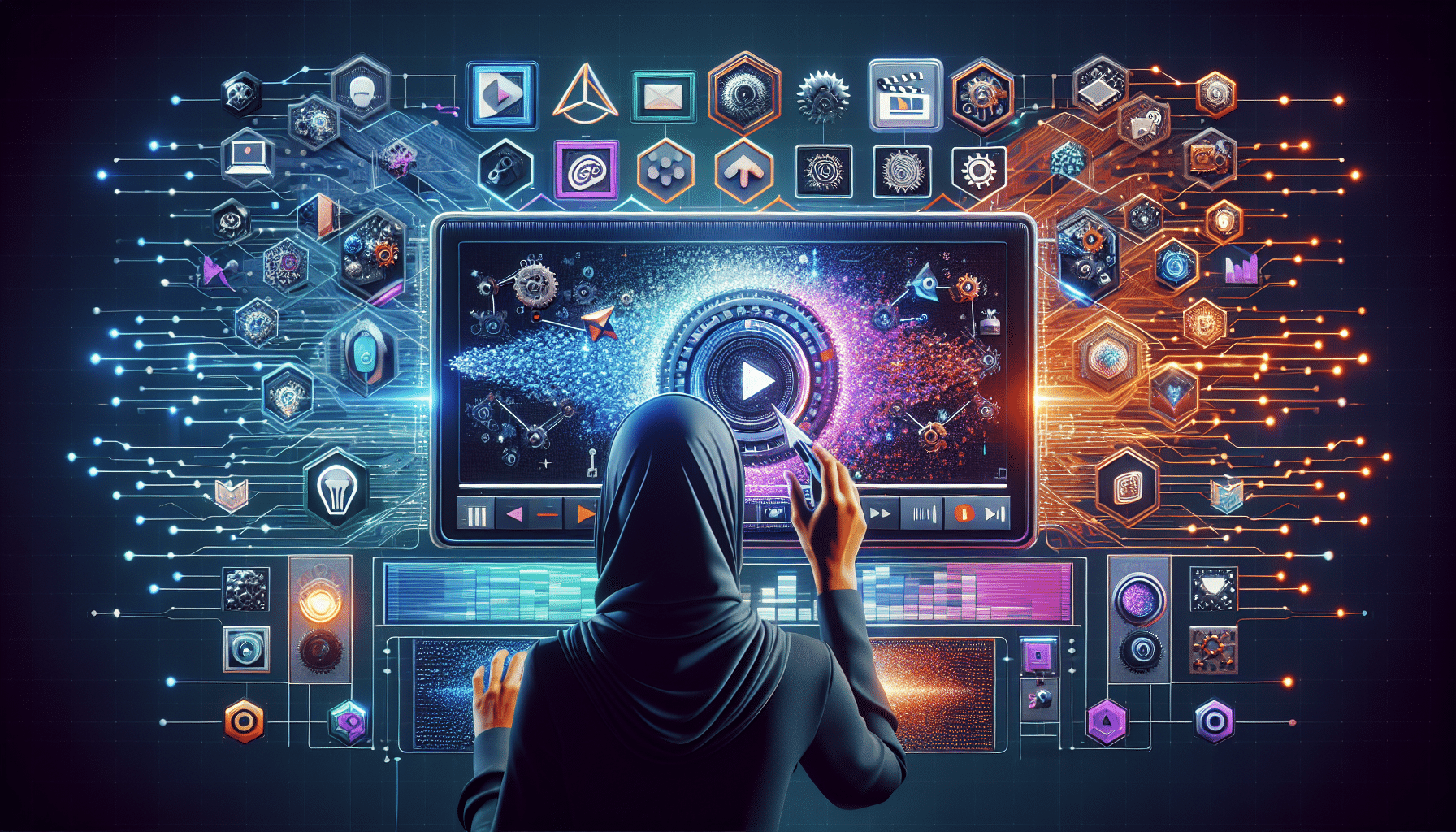 "Featured image depicting an AI video generator interface showcasing RAG technology, highlighting enhancements in video creation for solopreneurs exploring AI marketing trends."2024-10-04T22:10:40.156Z.png