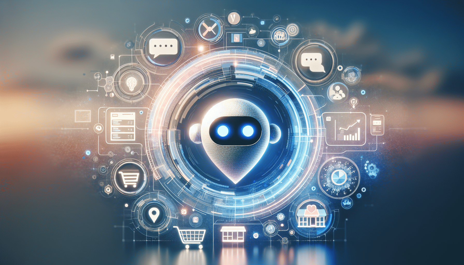 alt="Best AI chatbot interface displaying holographic customer metrics and e-commerce integration for small business solutions"