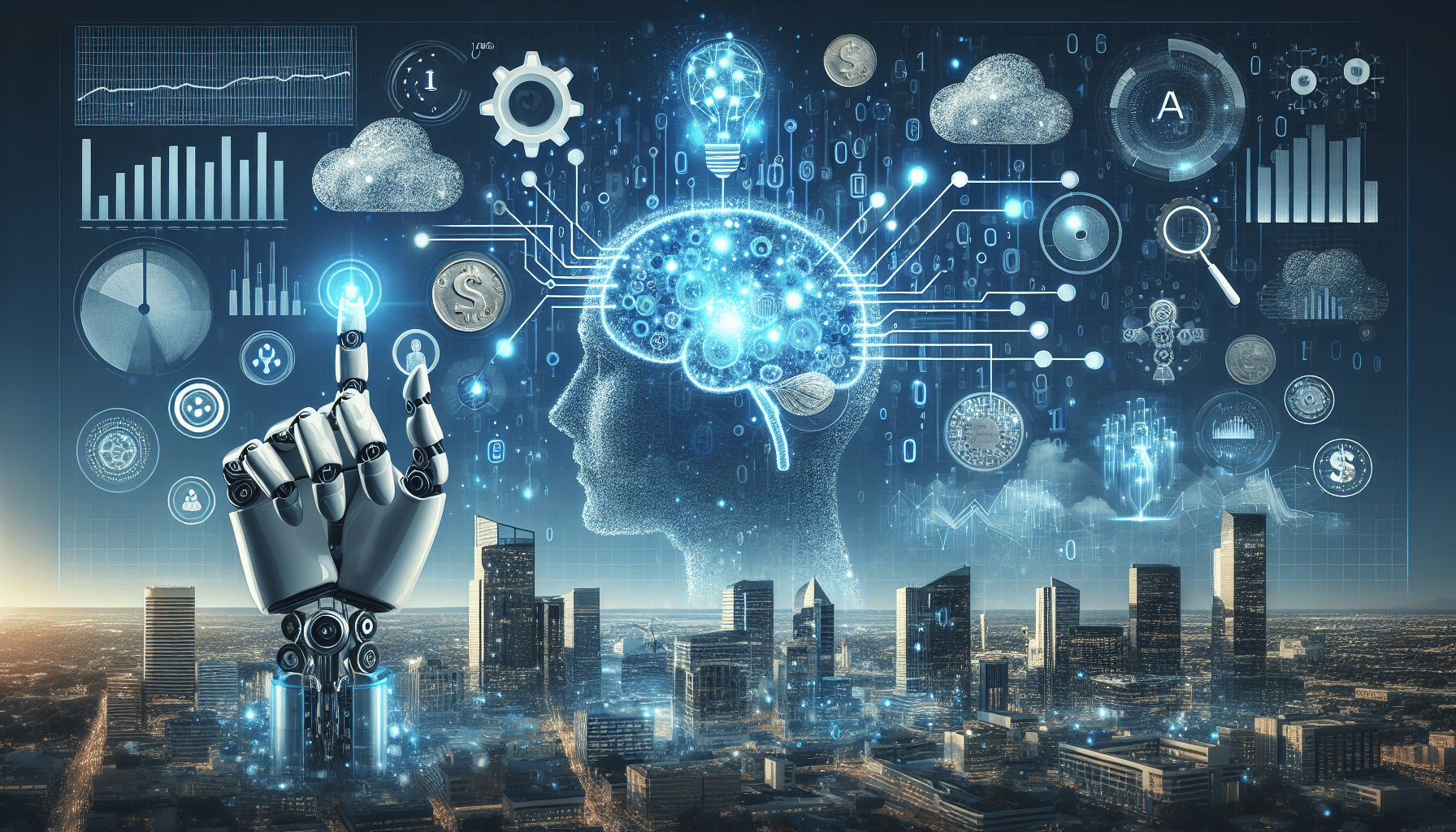 Robots processing financial data showing ai in process automation in finance, enhancing efficiency for small businesses.