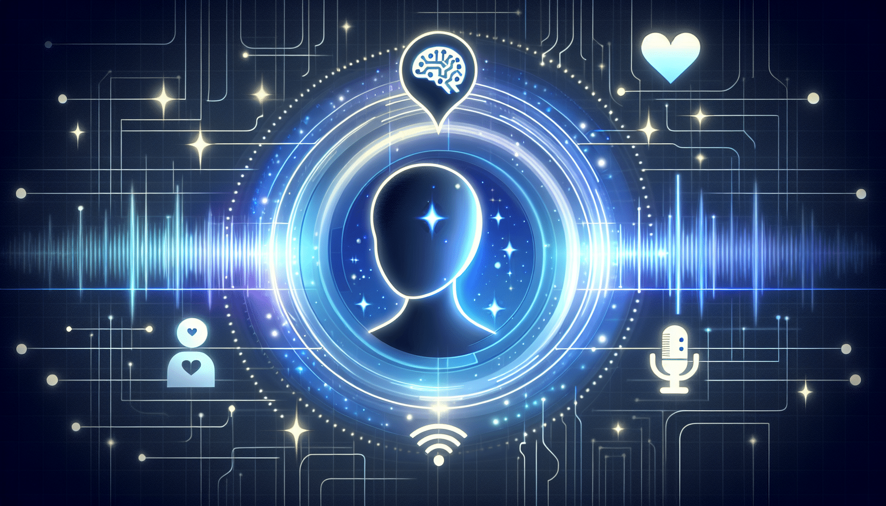 Image depicting calm person using a smartphone with an AI chatbot app, enhancing mental health through AI chatbots with voice support.