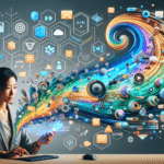 Image depicting a small business owner using an AI free video generator on a laptop, enhancing digital media creation efficiently.